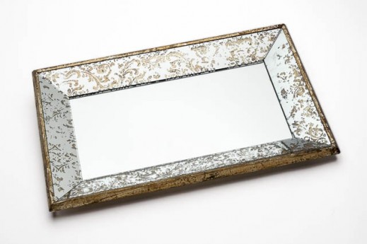 ANTIQUED MIRRORED TRAY