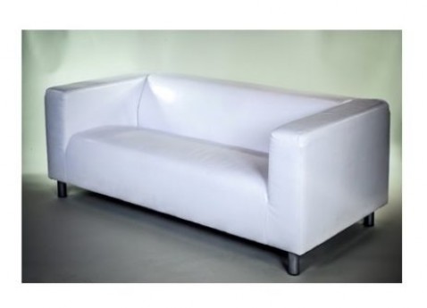 WHITE LEATHER LOVE SEAT