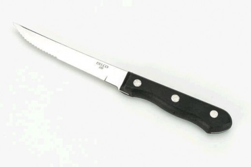 STEAK KNIFE W/BLACK POLY HANDL