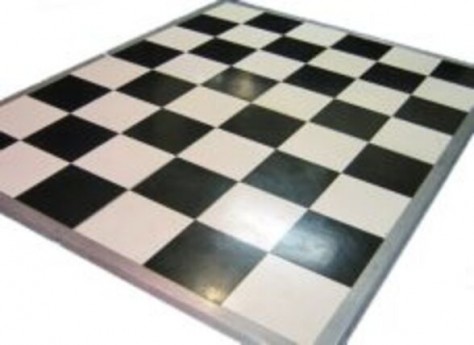 3' x 4' Matte Black And White Checkerboard Vinyl Dance Floor Section