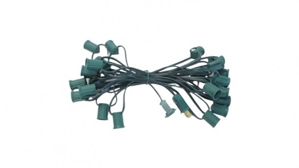 100' Green String C7 - 7 Watt Clear Incandescent Bulb String Lights Kit