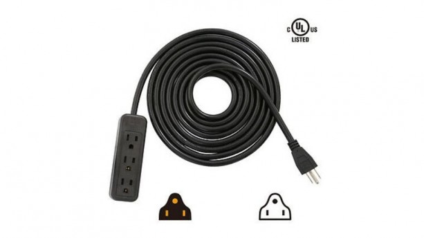 15' Black 14/3 - 3 Plug AC Power Cable Rental