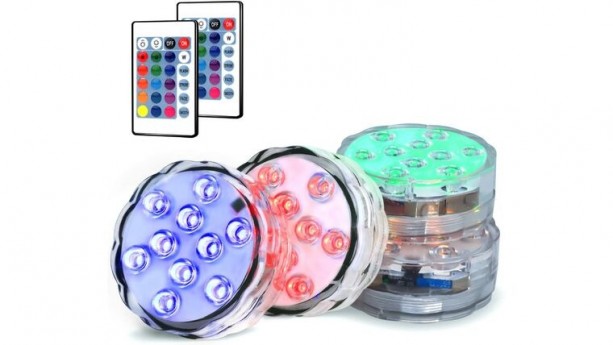 Novelty Place Submersible Led Light Multicolor Waterproof Underwater Remote Controlled Lighting - Decoration for Pool, Centerpiece, Wedding and Party - 10 LEDs, 16 Colors and 4 Modes