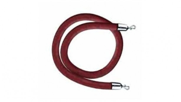 6' Burgundy Leather Stanchion Rope w/Chrome Ends