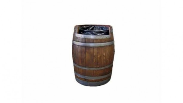Wine Barrel Trash Can