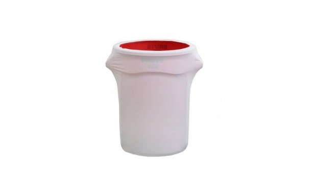 24-40 Gallons White Stretch Spandex Round Trash Bin Container Cover