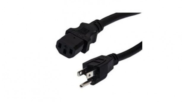 6' Black 18/3 AC IEC CPU Power Cable, 5-15P to C13, Rental