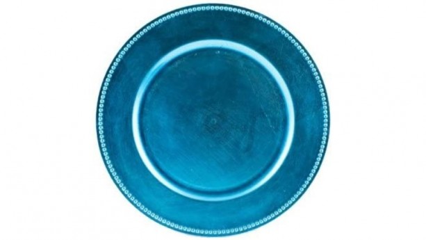 Aqua Blue Beaded Charger Plate Rental
