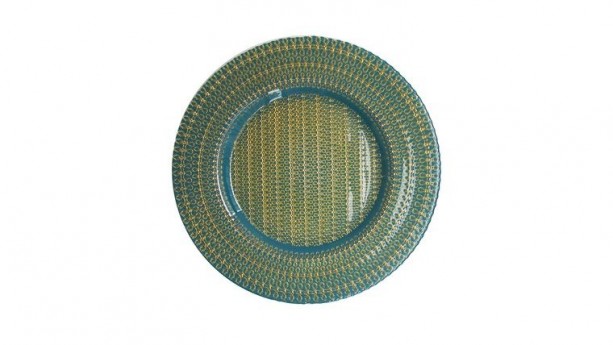 Aqua/Gold Glass Charger Plate