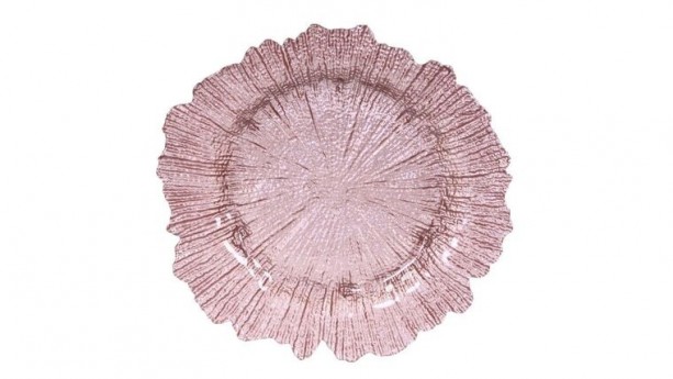 Blush Pink Flora Glass Charger Plate