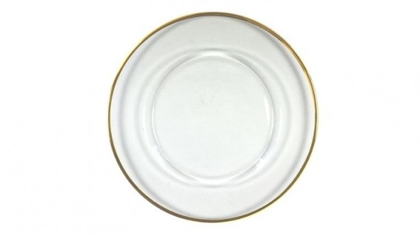 Clear Round Glass Charger Plate With Gold Rim