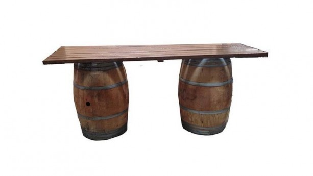 3' x 8' Double Wine Barrel And Plank Bar Kit Rental