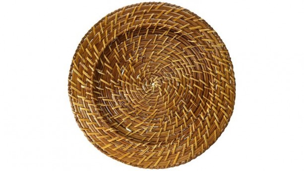 Dark Brown Square Rattan Charger Plate