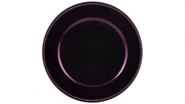 Eggplant Purple Beaded Acrylic Charger Plate Rental