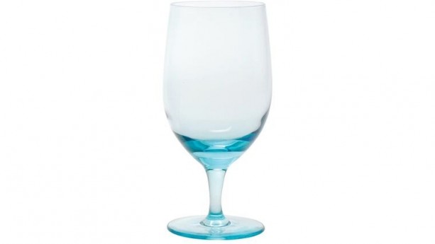 Glass Gala Collection Goblet/Beverage Glass 15 Ounce, Aquamarine