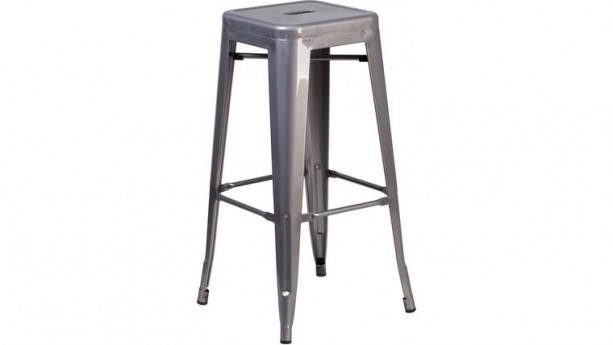 30'' High Backless Clear Coated Metal Indoor Counter Height Stool with Square Seat