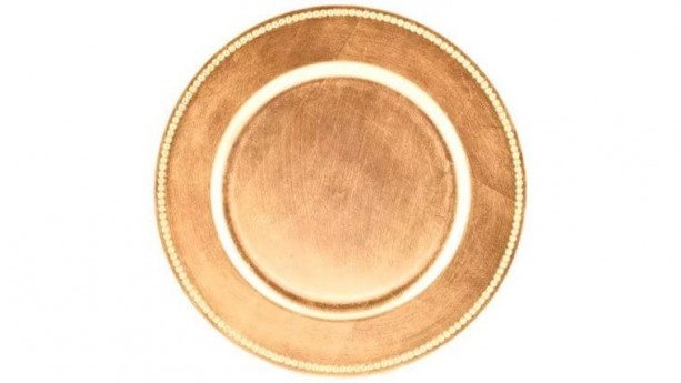 Gold Beaded Acrylic Charger Plate Rental