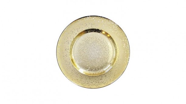 Gold Speckled Glass Round Charger Plate
