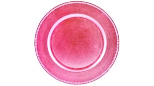 Light Pink Beaded Acrylic Charger Plate Rental