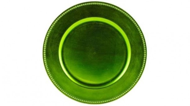 Lime Green Beaded Acrylic Charger Plate Rental