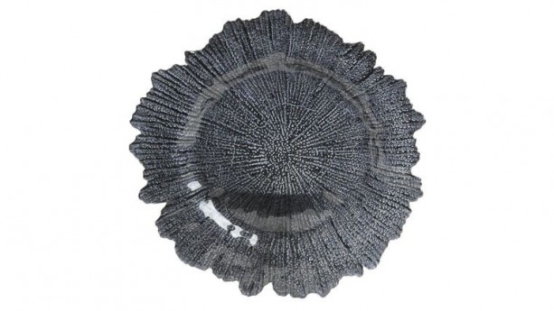 Navy Blue Flora Glass Charger Plate