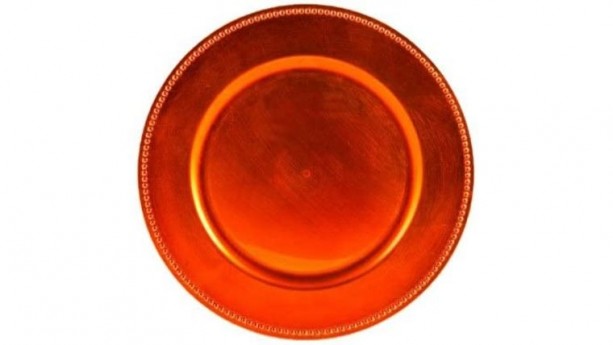 Orange Beaded Acrylic Charger Plate Rental