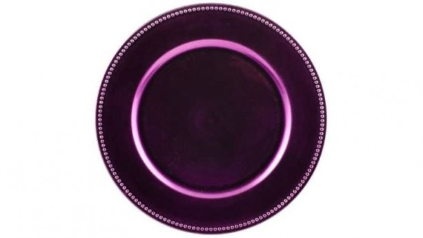 Orchid Purple Beaded Acrylic Charger Plate Rental