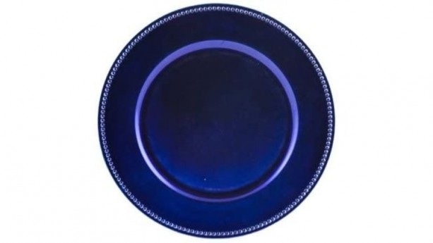 Royal Blue Beaded Acrylic Charger Plate Rental