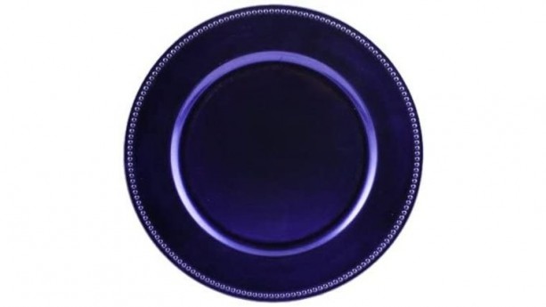 Royal Purple Beaded Acrylic Charger Plate Rental