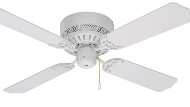 White Ceiling Fan w/Short Stem & Clamp Rental