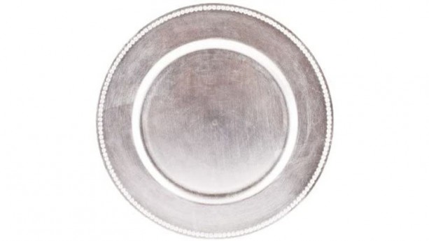 Silver Beaded Acrylic Charger Plate Rental