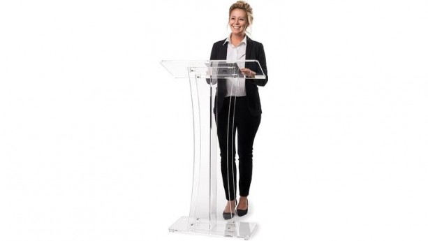 Clear Acrylic Stand Up Floor-Standing Podium, Lectern