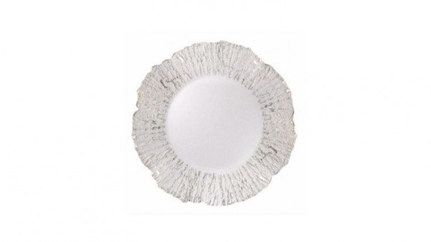 Silver Flower Shape Charger Plate