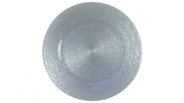 Silver Glitter Glass Charger Plate