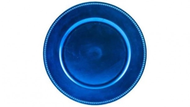 Turquoise Blue Beaded Acrylic Charger Plate Rental
