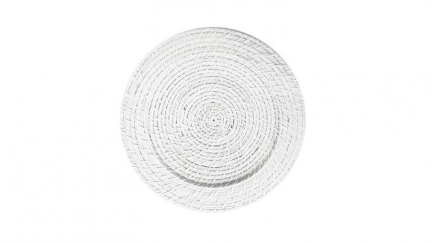 White Round Rattan Charger Plate