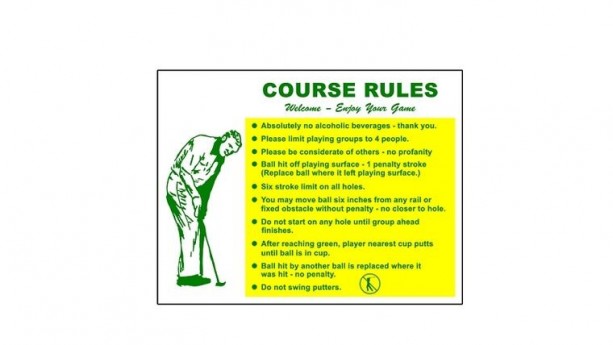 Mini Golf Course Rules Sign
