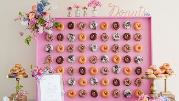4' x 4' Pink Wood Donut Wall