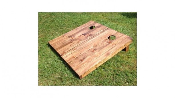 Rustic Corn Hole Toss Game With Personalized Lettering Game