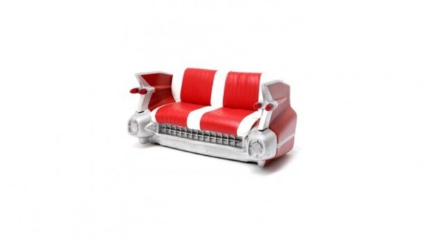 White & Red Cadillac Sofa