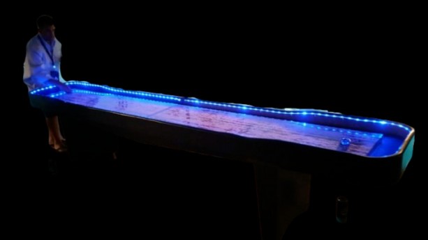Illuminated Shuffleboard Table w/Electronic Scoring Game