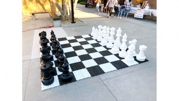 Giant Black & White Chess Set & Board Game Kit Rental 