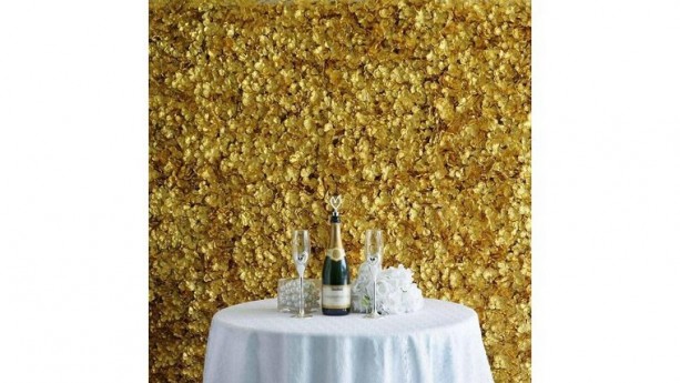 UV Protected Gold Hydrangea Flower Wall Mat Panel