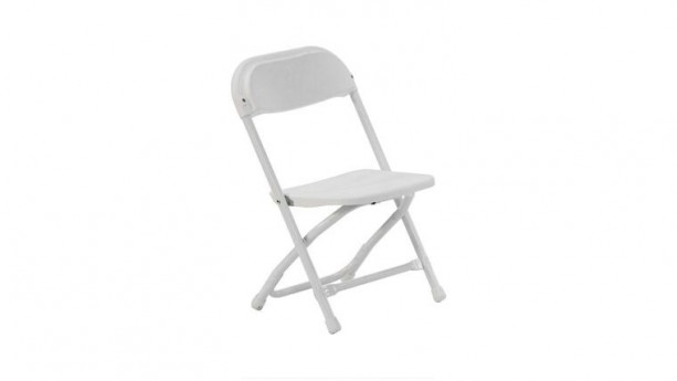 White Metal Frame Kids Folding Chair w/Resin Seat