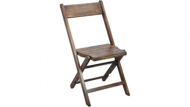 Antique Black Slatted Wood Folding Chair