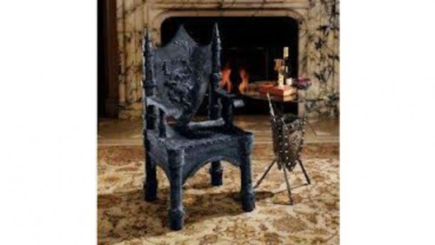 The Dragon of Up-minster Castle Throne Chair in Dark Grey Stone