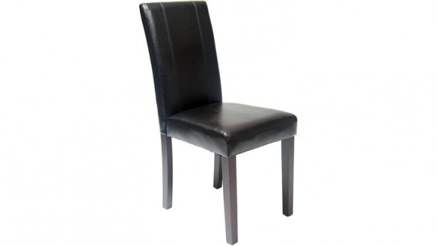 Black Urban Style Solid Wood Leatherette Padded Parson Chair
