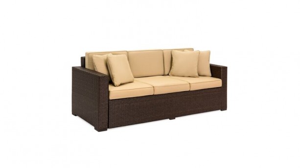 BCP Outdoor Wicker Patio Furniture Sofa 3 Seater Luxury Comfort Brown Wicker