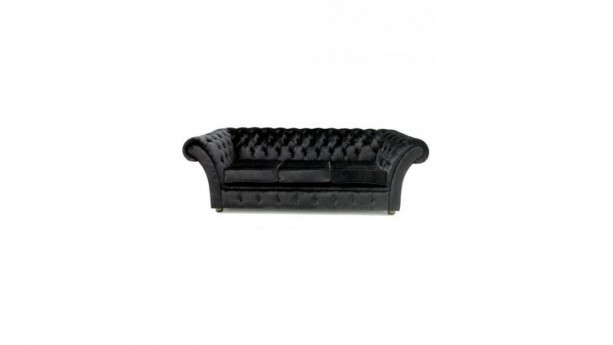 Black Velvet Chesterfield Sofa - 3 Seater