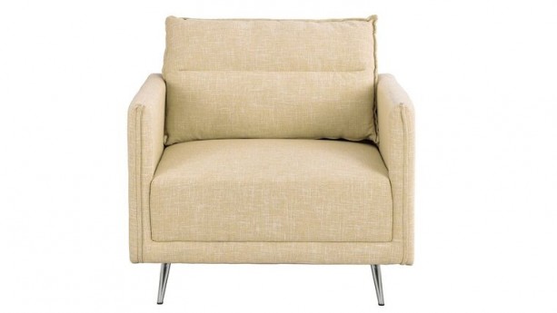 Beige ANDRES MID CENTURY FABRIC ACCENT CHAIR